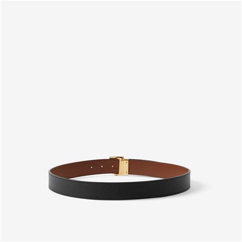 Leather Reversible TB Belt in Black/tan/light gold 